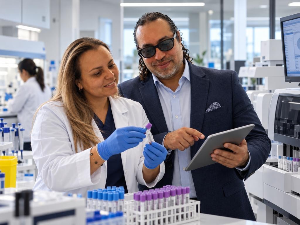 The CoFi Consultant Group owners collaborating in a modern laboratory