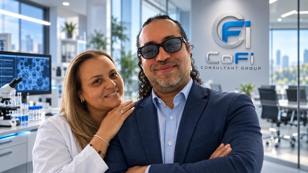 The CoFi Consultant Group owners together in a modern laboratory office