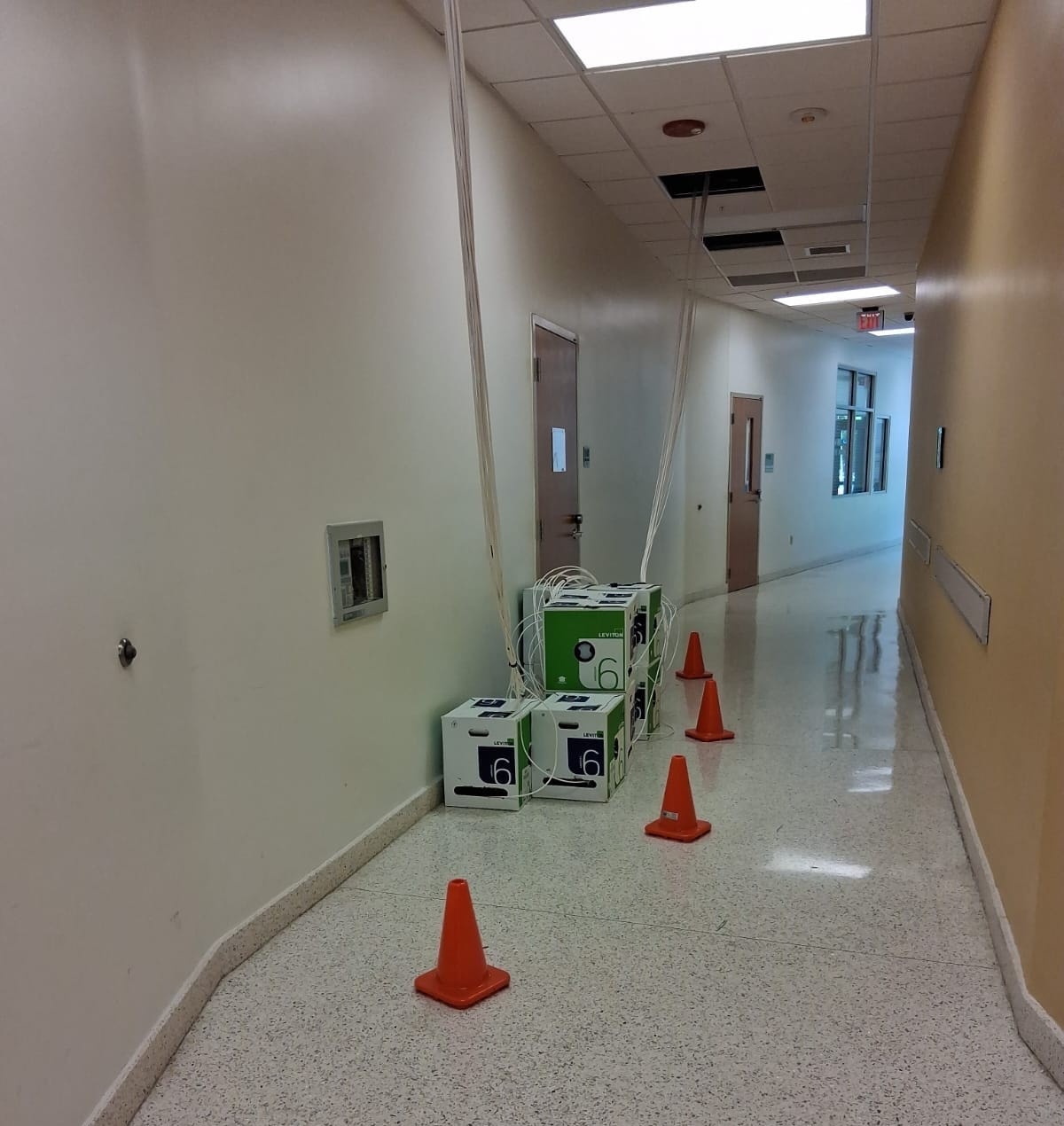 Workplace safety barriers and protected access route
